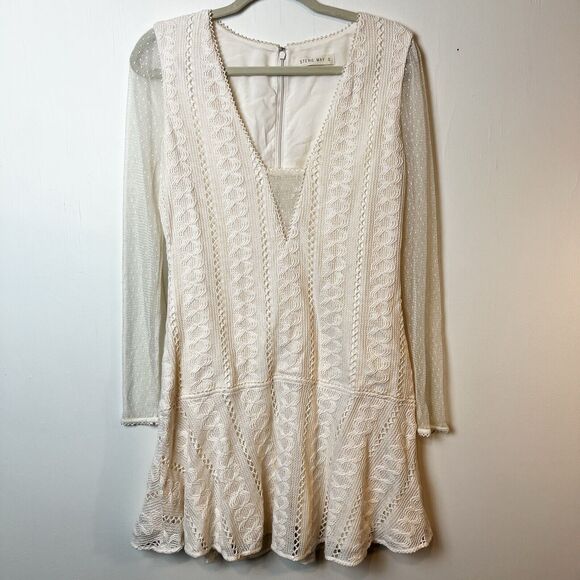 Stevie May Dresses & Skirts - Stevie May Ivory Crochet Lace Long Sleeve Gallery Mini Dress Sz S
